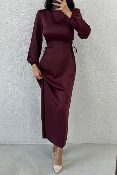 EFDAL GYM Satin Hijab Evening Dress - Side Cross Tied