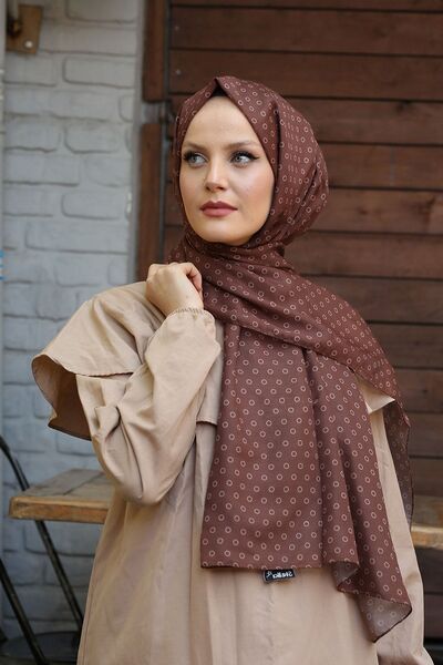 Stella Bubble με τύπωμα Βαμβακερό Σάλι Σοκολατένιο Καφέ