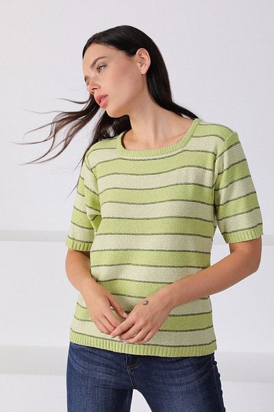 Ferraro Women's Peanut Square Collar Striped Knitwear Sweater