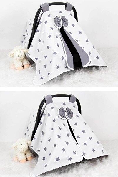 Babynest غطاء عربة الأطفال باللون الأبيض والرمادي