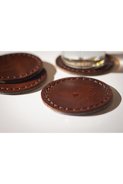Hi Leather Genuine Leather Coaster Colorado (SET OF FOUR)