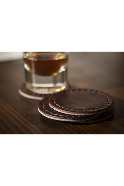 Hi Leather Genuine Leather Coaster Camel (SET OF FOUR)