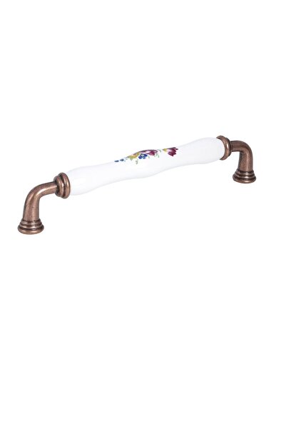 Porcellana Perla 16cm-BAKIR-BEYAZ-Porselen Dolap Çekmece Banyo Vestiyer Mobilya Mutfak Kulpu Kulp Kulb -Safir160mm
