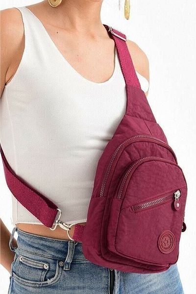Lederax Ld51 Crinkle Fabric Double Sided Strap Chest Bag Bodybag