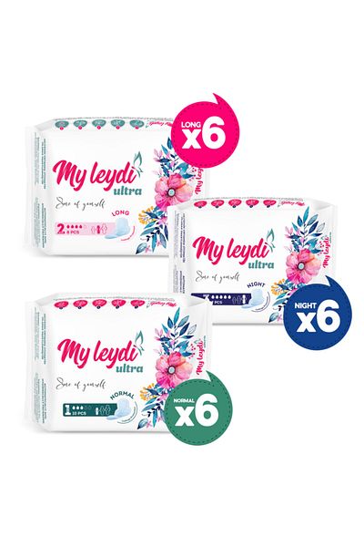 MYLEYDİ Ultra Normal 60 + Night 42 + Long 48 Piece Family Pack (18 Pack) U02 La3 060 4248