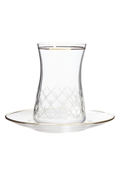 Laliano Pino Altın Çay Takımı 6 Çay Bardağı + 6 Çay Tabağı