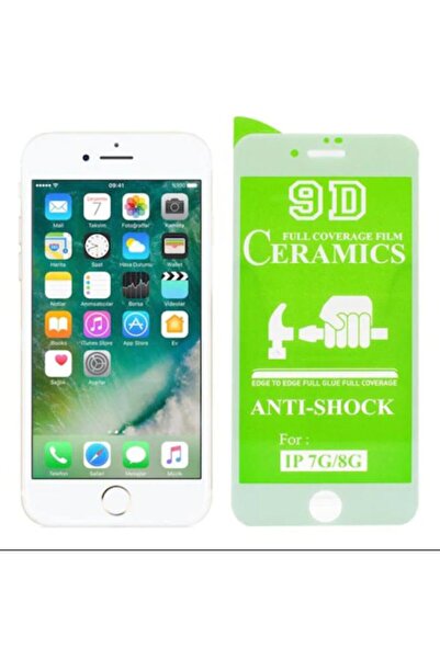 Miscase Iphone 7, 8 Tam Kaplayan Ekran Koruyucu 9d Seramik Cam Beyaz