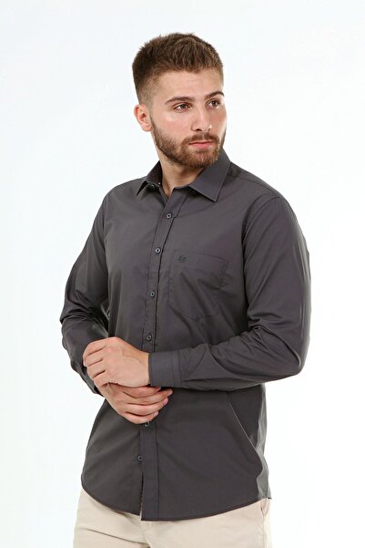 Çizgi Triko Cămașă pentru bărbați cu mânecă lungă, cu buzunare, cu guler clasic