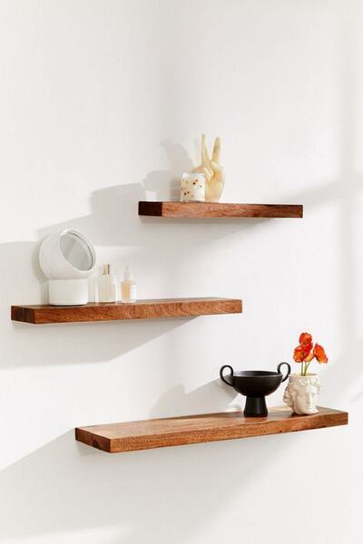 Loubrimart Ahşap Dekoratif 3'lü Kitaplık Gizli Duvar Monte Raf