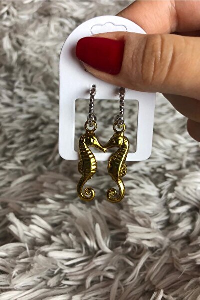 Leerybee الكروم مشرق اللون الأصفر أقراط حصان البحر مضاد الأرجية