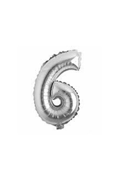 Dipak بالون فضي رقم 6 من رقائق الفويل 40 سم (16 بوصة) فضي 16"6