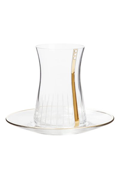 Laliano Three Stars Altın Çay Takımı (6 Çay Bardağı + 6 Çay Tabağı )