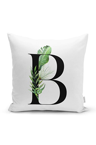 Realhomes Fundal alb Motiv cu frunze Litera neagră B Design special Husă de p...
