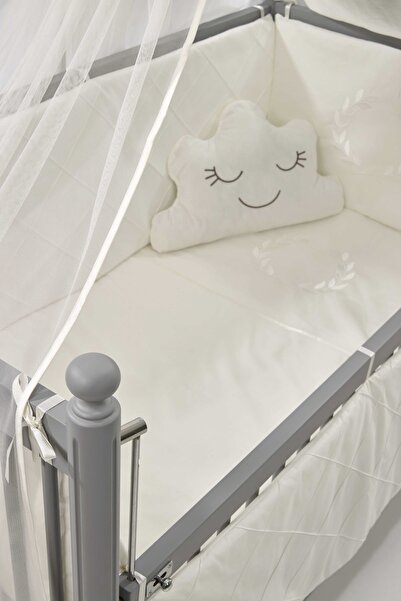 Meltem Smart Motto Ekru Nakışlı Pamuklu Bebek Uyku Seti 60x120 Cm