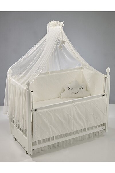 Meltem Smart Motto Ekru Nakışlı Pamuklu Bebek Uyku Seti 60x120 Cm