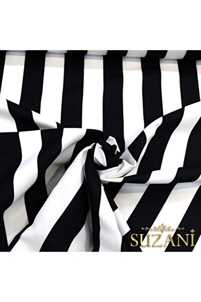 SUZANİ Siyah Beyaz Kalın Dikey Çizgili Kumaş Kms-0008