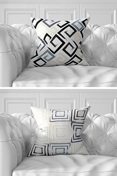 Realhomes Set de 7 huse de pernă cu design cu dungi colorate, cu două fețe, imprimate digital