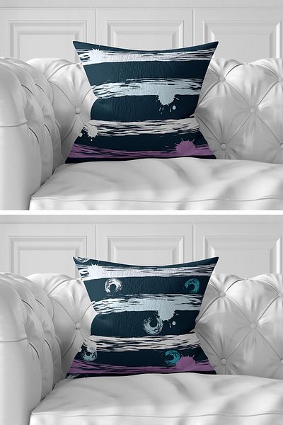 Realhomes Set de 7 huse de pernă cu design cu dungi colorate, cu două fețe, imprimate digital