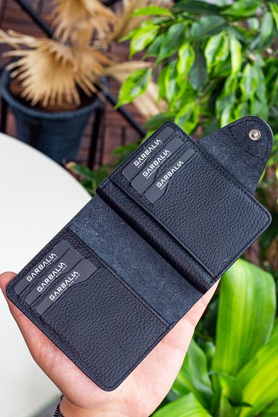 Garbalia Genuine Leather Black Unisex Wallet with Additional Card Holder