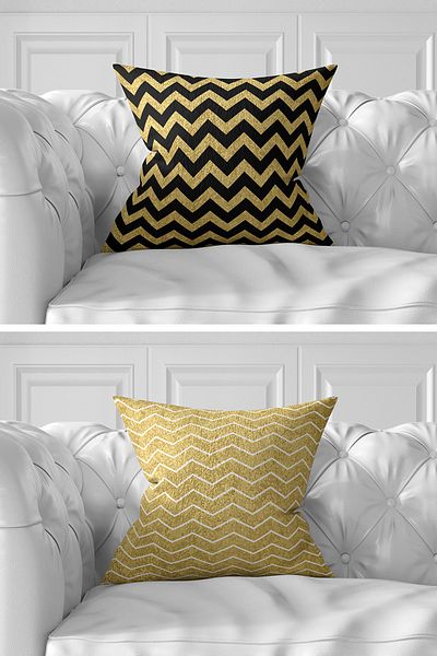 Realhomes Set of 7 Double Sided Black Gold Christmas Designed Digital Printed Throw Pillow Covers