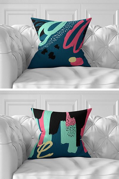 Realhomes Set of 7 Double Sided Colorful Pastel Design Digital Printed Throw Pillow Covers