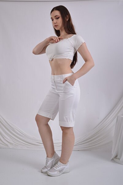SORALLİNE Γυναικείο σορτς βερμούδα 1662 Λευκό