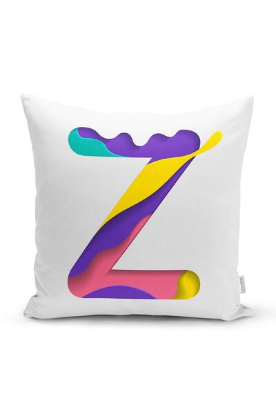 Realhomes Fundal alb Litera Z colorată Design special Husă de pernă cu imprim...