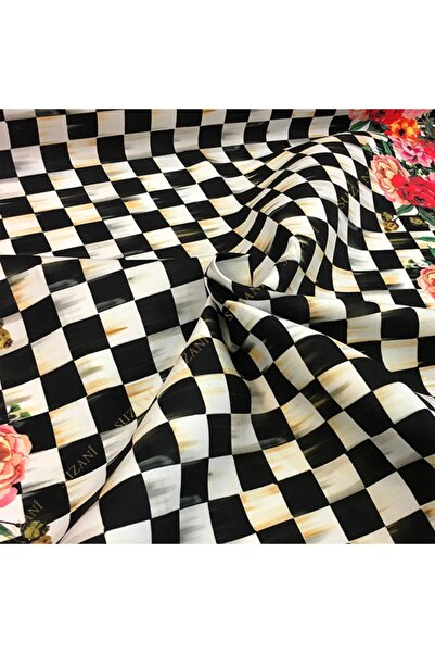 SUZANİ Damalı Çiçekli Yatay Çizgili Kumaş Kms 0621