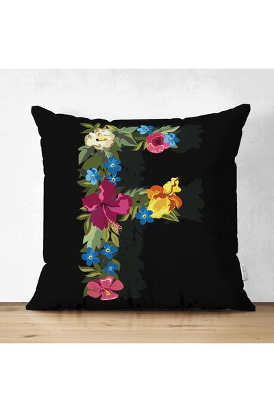 Realhomes Cu două fețe, podea neagră, colorată cu trandafiri, cu litera F, de...