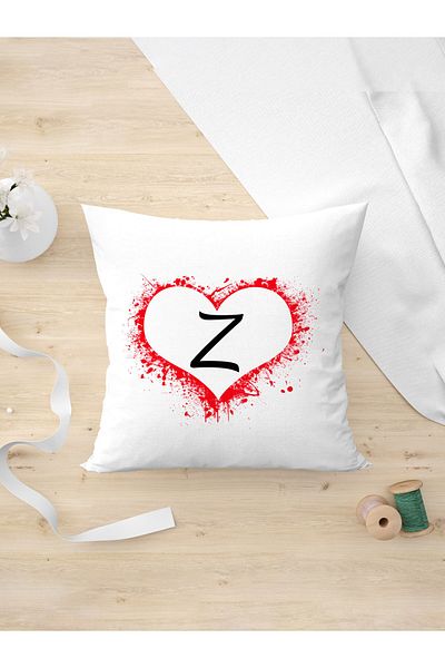 Panorama Ajans Letter Z Design Pillow Case with Heart as a Gift for Lover and Friend
