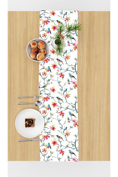 Alacastore Pasăre Albastră Motiv Floare Roșie 50x150 Runner American Service