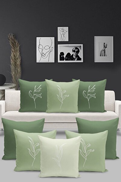 Filamente Set de huse de pernă cu 8 aruncări Design botanic Stil minimalist R...