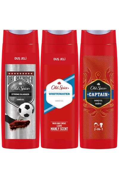 Old Spice White Water 400 ml + Strong Slugger 400 ml + Captain 400 ml - Shower Gel Set