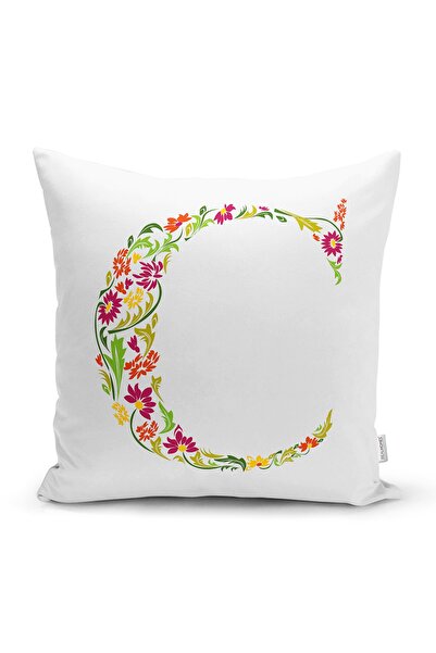 Realhomes ورقة خلفية بيضاء تحت عنوان حرف C تصميم مخصص وسادة مطبوعة رقمية غطاء وسادة