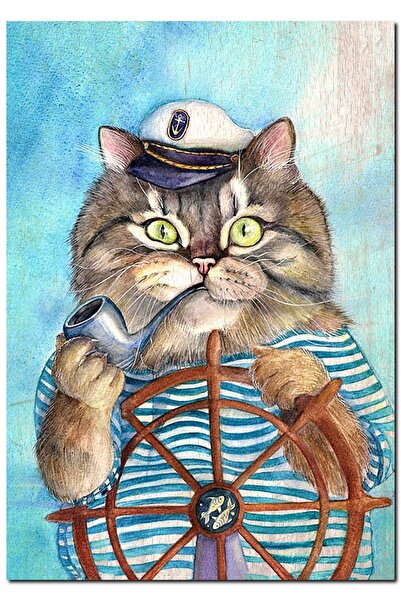 Cakatablo Ξύλινος πίνακας με εικόνα της Captain Cat στο παλιό χώρο (Μέγεθος 2...