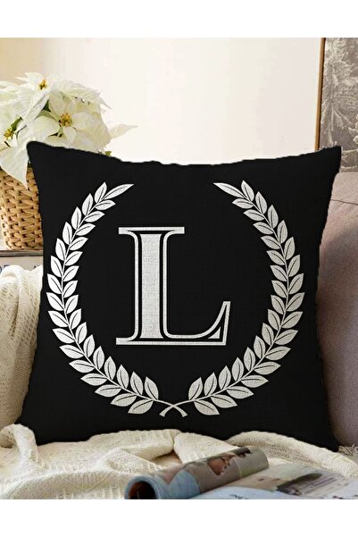 Realhomes Çift Taraflı Siyah Beyaz Çelenkli L Harfi Özel Tasarım Dijital Bask...