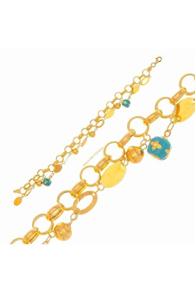 Mücevher Dünyası 22 Ayar Taşlı Pullu Altın Bileklik - 14,53 Gr.