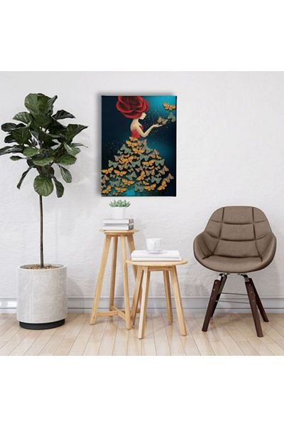 Desenlio Butterfly Woman Canvas Painting