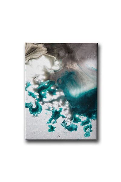 Desenlio Green White Canvas Painting