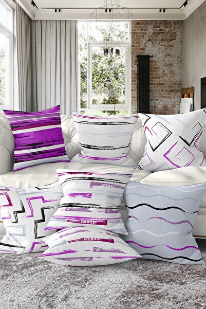 Realhomes 7'li Çift Taraflı Renkli Çizgili Puan Tasarımlı Dijital Baskılı Kır...