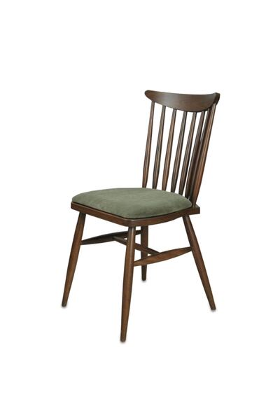 Meser Mobilya Teksas Koyu Ceviz Kayın Ahşap Kolsuz Mutfak Sandalyesi