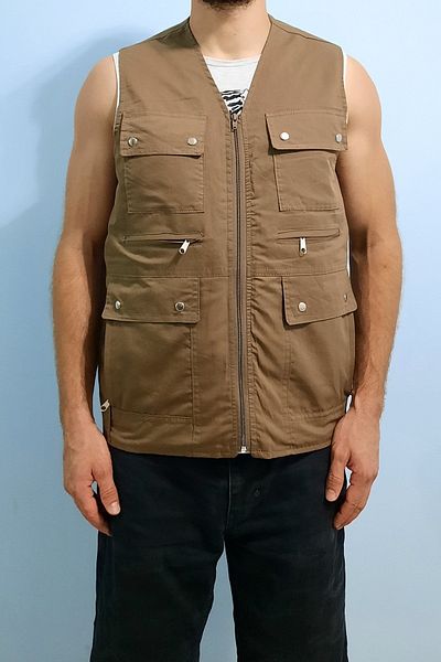 FASHION Fashion Multi-Pocket Βαμβακερό λινό Hunter Γιλέκο Χακί Πράσινο Χρώμα