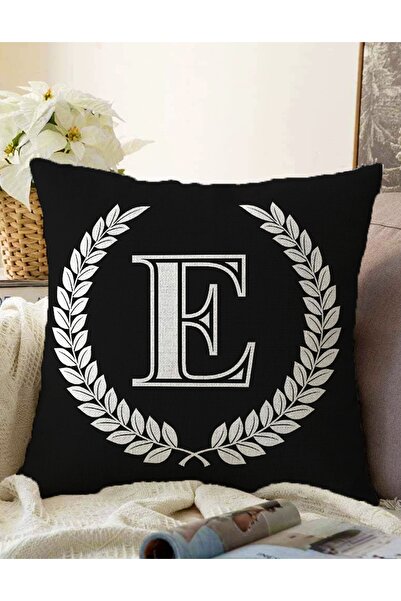 Realhomes Çift Taraflı Siyah Beyaz Çelenkli E Harfi Özel Tasarım Dijital Bask...