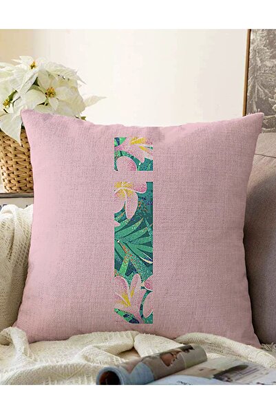 Realhomes Husă de pernă Raschel, cu două fețe, cu frunze tropicale, cu litera...