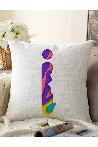 Realhomes Cu două fețe, fundal alb, litera I colorată, design special, imprimată digitală, husă de pernă Raschel