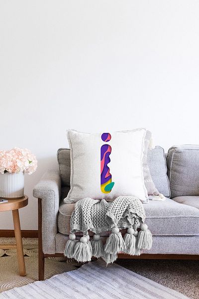 Realhomes Cu două fețe, fundal alb, litera I colorată, design special, imprimată digitală, husă de pernă Raschel