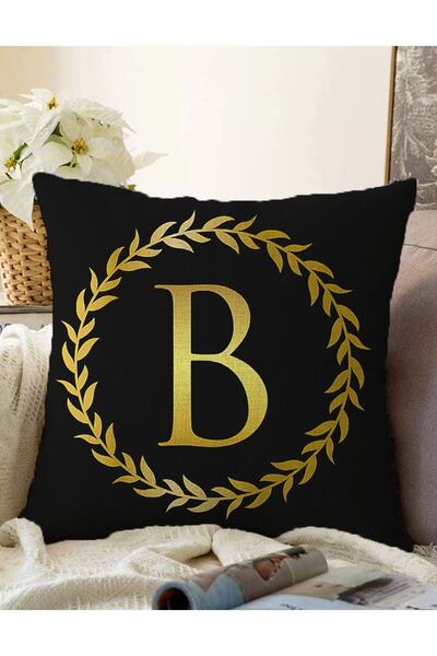 Realhomes Κάλυμμα μαξιλαριού ριχτάρι μαξιλαριού Raschel διπλής όψης με χρυσό γράμμα Β με ψηφιακή εκτύπωση