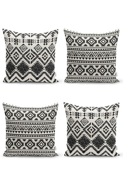 Realhomes Set de huse de pernă cu design special din 4 piese, cu motiv scandinav, imprimat digital