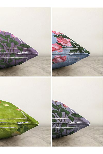 Realhomes Set de huse de pernă Raschel, 4 bucăți, cu două fețe, colorate, pentru trandafiri, design special