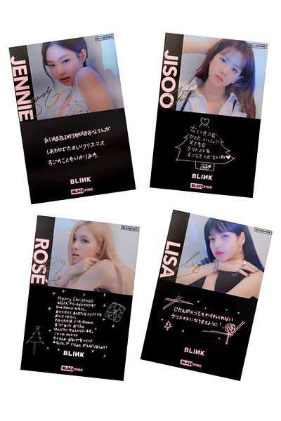BLACK PINK مجموعة بطاقات صغيرة للأعضاء الموقعين من بلاك بينك "بلينك" (4 قطع)